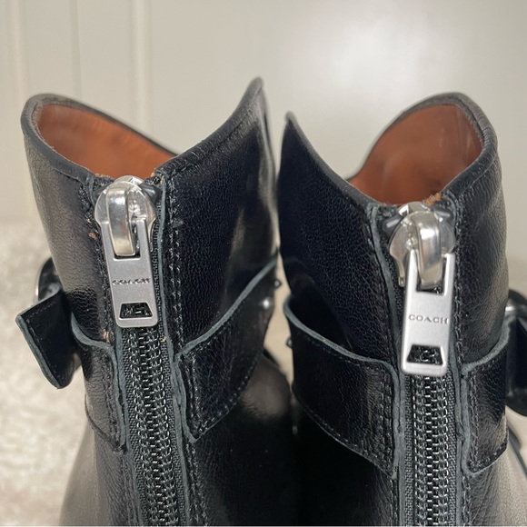 Coach Black Leather Cut Out Western Creeper Bootie Bejewelled Boots 9 - Picture 5 of 11